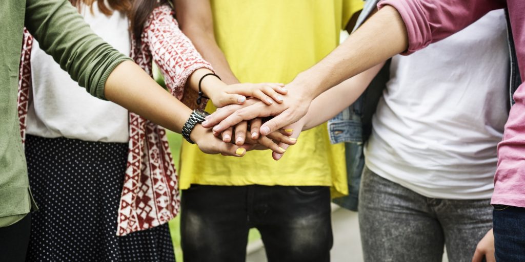 Diverse Teens Hands Together Concept